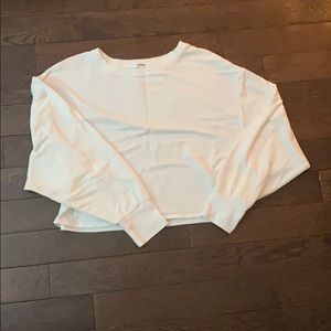 White, over the shoulder sweater